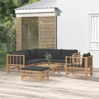 Set Salotto da Giardino 8pz con Cuscini Grigio Scuro Bamb 3155222