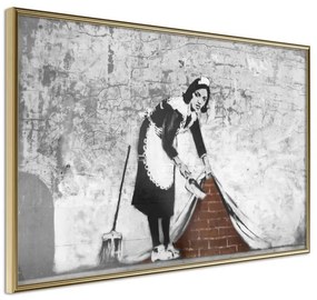 Poster  Banksy: Sweep it Under the Carpet  Cornice Quadri Cornice d'oro, Larghezza x Altezza Home decor 90x60