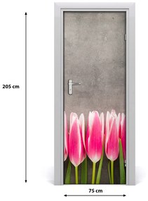 Adesivo per porta Tulipani rosa 75x205 cm