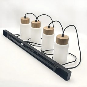 Lampadario sospeso con cavo MARKUS 4xE27/15W/230V nero/rovere