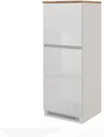 Mobile Porta frigo con 2 ripiani 60X60X164,5cm - NAUTILUS Colore: Bianco Laccato Lucido-Rovere Wotan