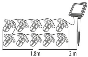 Catena solare a LED 10xLED/1,2V 300 mAh 3,8 m IP44 color rame