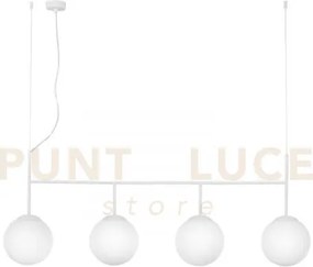 Lampadario a sospensione baly bianca 4 luci attacco e27 125x20x180cm