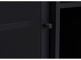 Cassettiera nera in metallo con ante scorrevoli 160x75x46 cm Veep – Unique Furniture