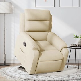 Poltrona Alzapersona Reclinabile Elettrica Crema İn Tessuto /