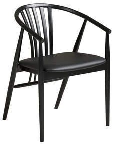 Sedia da pranzo nera in faggio massiccio con braccioli Agustin – House Nordic