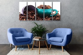 Quadri 5 pezzi – Tazze con chicchi di caffè