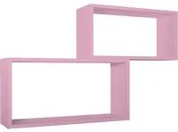 Set 2 Mensole Cubo da Parete Rettangolare in Fibra di Legno Bislungo Rosa Blush