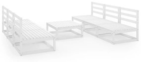 Set divani da giardino 7 pz bianco in legno massello di pino