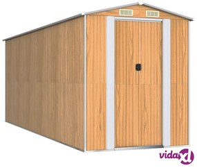 vidaXL Capanno Giardino Marrone Chiaro 192x523x223 cm Acciaio Zincato