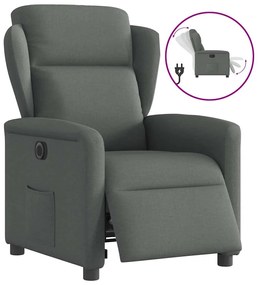 Poltrona Elettrica Reclinabile Grigio Scuro İn Tessuto /