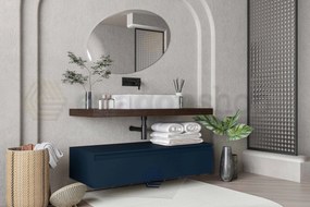 Mobile bagno caffe blu opaco 120x50 Oasy un cassetto con top e lavabo rettangolare da appoggio