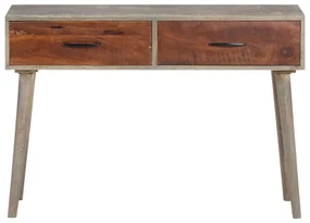 Tavolo consolle grigio 110x35x75 cm in massello di mango grezzo