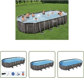 vidaXL Piscina in metallo - Bestway Set Piscina Ovale 7,32x3,66x1,22 m