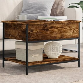 Tavolino Salotto Rovere Fumo 70x50x50 Cm Multistrato E Metallo /