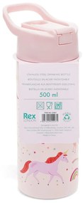 Bottiglia per bambini rosa chiaro in acciaio inox 500 ml Unicorn – Rex London