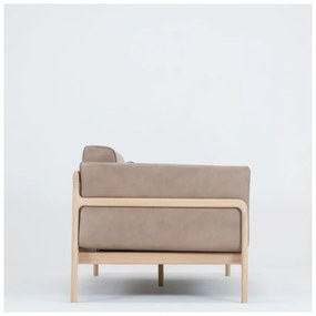 Divano in pelle di bufalo marrone chiaro con struttura in rovere massiccio, 180 cm Fawn - Gazzda