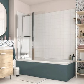 Parete vasca con 2 pannelli Easy H 140 cm, Vetro di sicurezza 5 mm trasparente