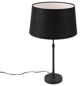 Lampada da tavolo nera con paralume in lino nero 35 cm regolabile - Parte