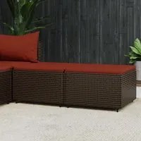 Poggiapiedi da Giardino con Cuscini 2 pz in Polyrattan Marrone 319821