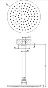 Soffione doccia 20 cm anticalcare con braccio a soffitto orientabile black xl inciso 58152 gessi