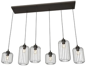 Sospensione Minimal Industrial Minerva 6 Luci Lineari Nera