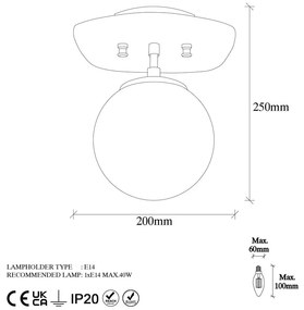 Plafoniera dorata con paralume in vetro 20x25 cm Well – Opviq lights