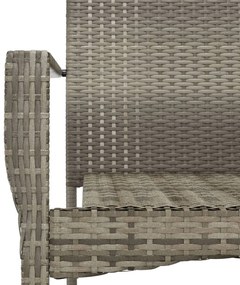 Set Salotto Giardino 3 pz con Cuscini Nero e Grigio Polyrattan