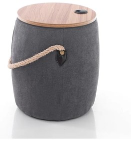 Pouf grigio con vano portaoggetti Barril - Tomasucci