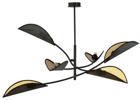 Lampadario a Sospensione in Acciaio e Tessuto LOTUS 6 Nero 6xE14 Colore del corpo Nero e Oro