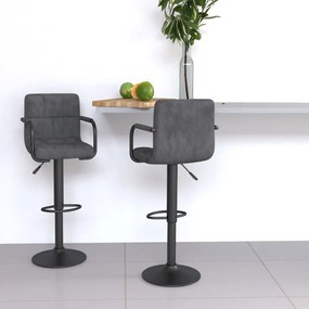 Sgabelli Da Bar 2 Pz Grigio Scuro İn Velluto /