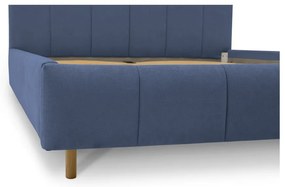 Letto matrimoniale imbottito blu con doghe in legno 160x200 cm Zee - Scandic