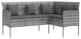 Set mobili 5 pz divano a l con cuscini in polyrattan grigio
