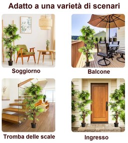 Costway Albero artificiale in legno e foglie in plastica da casa o ufficio 160x19x19cm