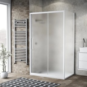 Box doccia con ingresso frontale scorrevole L 120 x H 195 cm, in vetro smerigliato SP. 6 mm, profilo bianco spazzolato Record