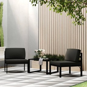 Set divani da giardino 3 pz con cuscini in alluminio antracite