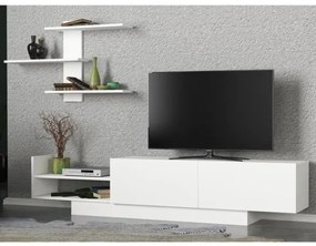 Parete Attrezzata Con Mobile TV E Mensola A Parete Bianco 180 Cm Egemen