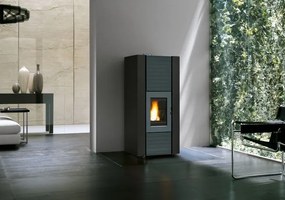 Palazzetti Martina Idro Lux 10 Stufa ermetica a Pellet Ecofire Ad Acqua con top in ghisa e acciaio Nero