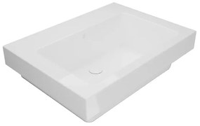 Lavabo da incasso con bordo a vista rettangolare vasca centrale Alaqua L 70 x H 25 x P 21 cm in ceramica bianco lucido