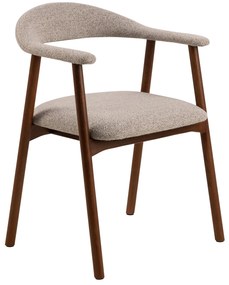 ADELE Beige Latte (tessuto Monza 60) /telaio noce tinto - SEDIA IN LEGNO BOUCLÉ PER SALONE CUCINA STILE RETRO