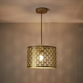 Lampadario Glamour Galati oro paralume ottone E27 Ø30cm INSPIRE