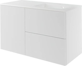 Mobile da bagno sospeso sotto lavabo L 105 x H 50.2 x P 35 cm bianco opaco, 2 cassetti Neo, Maniglie acquistabili separatamente