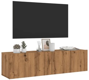 Mobile Tv A Parete Rovere Artigianale 120x30x30cm İn Truciolato /