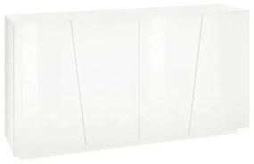 Credenza VEGA Moderna con 4 Ante 160 Battente, Colore Bianco Lucido