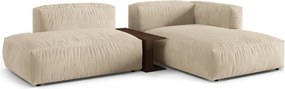Divano angolare componibile beige (con penisola a destra/con chaise lounge) con rivestimento in velluto Martina – Micadoni