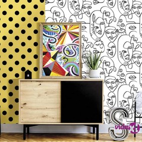 Noordwand Carta da Parati Friends & Coffee Line Art Faces Bianco Nero