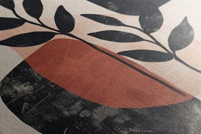 Quadro su tela – Japandi natura morta con foglie