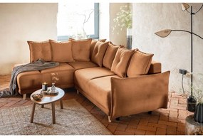 Divano letto in velluto a coste color mattone (angolo sinistro) Lazy Lukka - Miuform