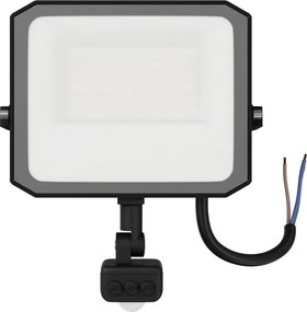Faro LED 50W IP65 Nero con Sensore di Movimento e OSRAM chip LED Colore Bianco Caldo 3.000K