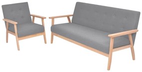Set Di Divani 2 Pz İn Tessuto Grigio Chiaro /